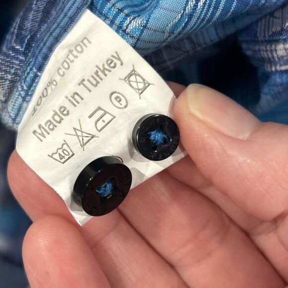 Eight X Shirt Men's Medium Button Down Aqua Blue Paisley Western Rodeo - Picture 6 of 7